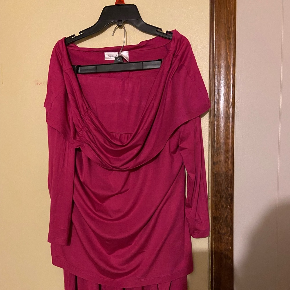 Fuchsia top and skirt